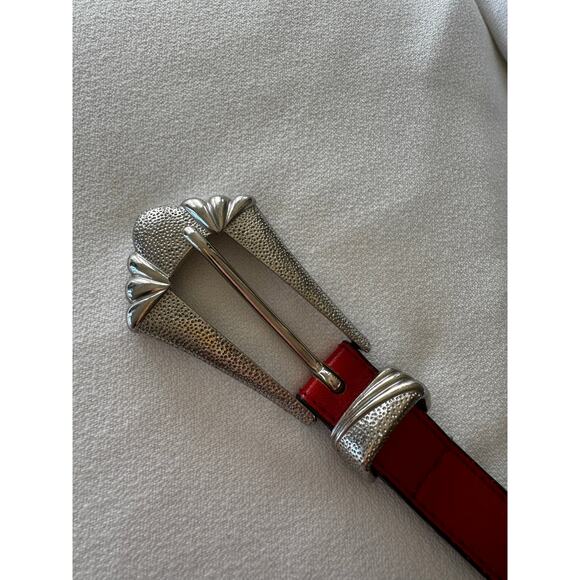 Vintage Red Gianni Versace Belt with Silver Buckle - Picture 5 of 7